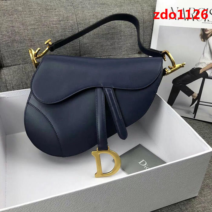 DIOR迪奧 2018新款 黑藍色大號 Saddle Bag馬鞍包  zdo1126