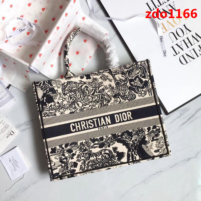 DIOR迪奧 Dior Book Tote帆布刺繡手提包 青花瓷圖案 肩背與手提兩用  zdo1166