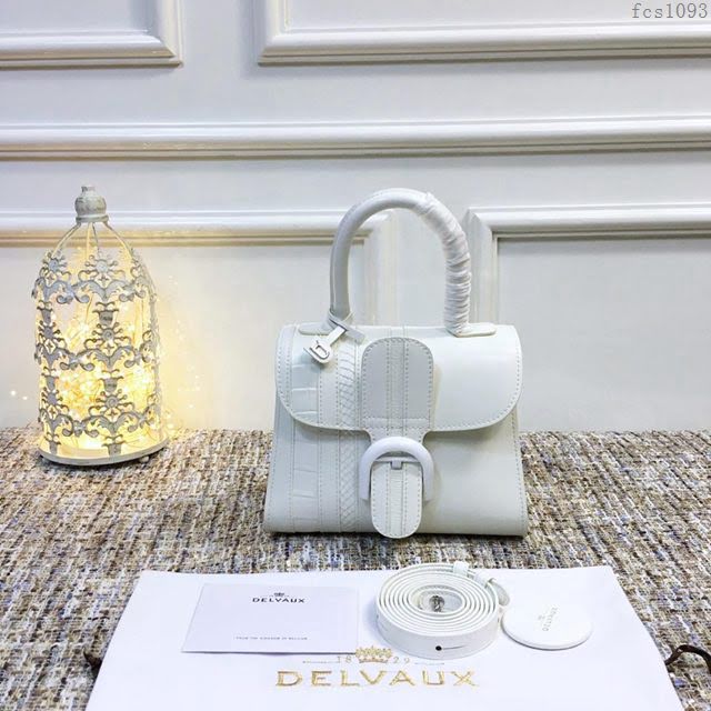 DELVAUX女包 Delvaux BL系列 白色box皮 白色蜥蜴紋與鱷魚紋 德爾沃女手提包 Dv0020白色動物紋  fcs1093