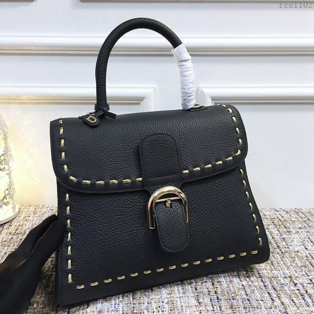 DELVAUX女包 Delvaux brilliantMM不銹鋼蛇鏈外縫 原版皮 德爾沃女手提包 DF0028蛇鏈黑 大號 Delvaux女單肩斜挎包  fcs1102