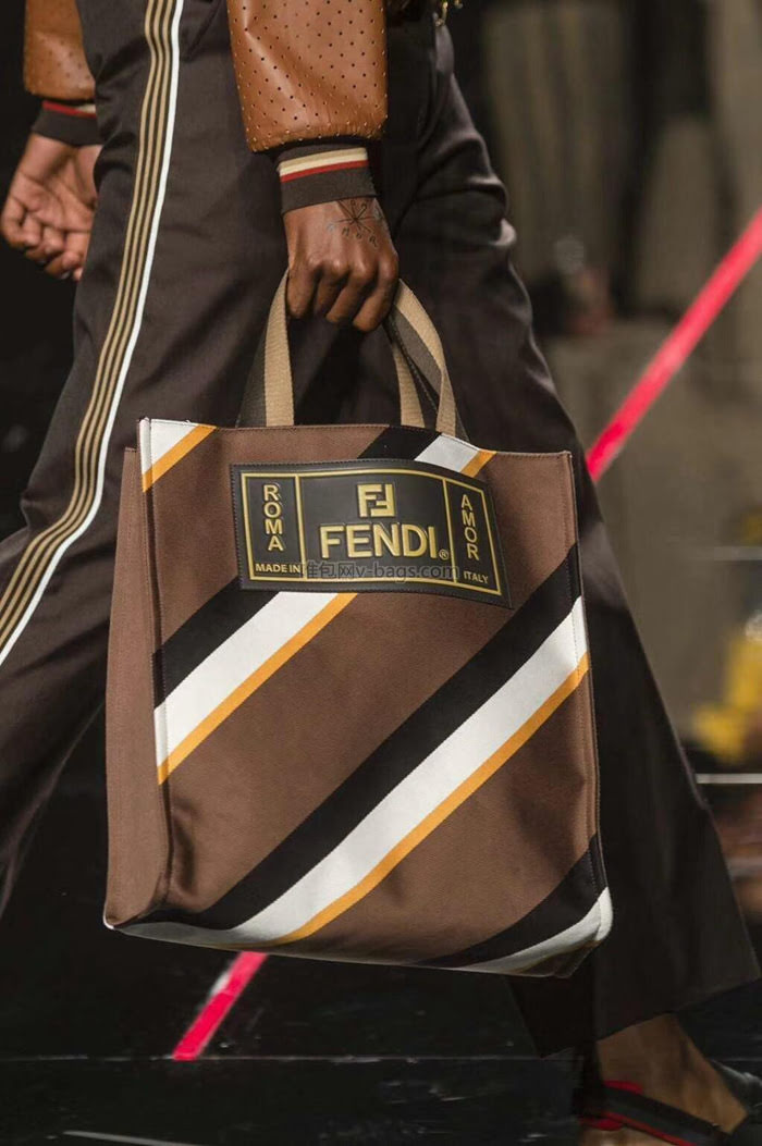 FENDI芬迪 進口FENDI專用布料 專門訂制手腕織帶 三色漸變 時尚休閒 手提購物包  fd1510