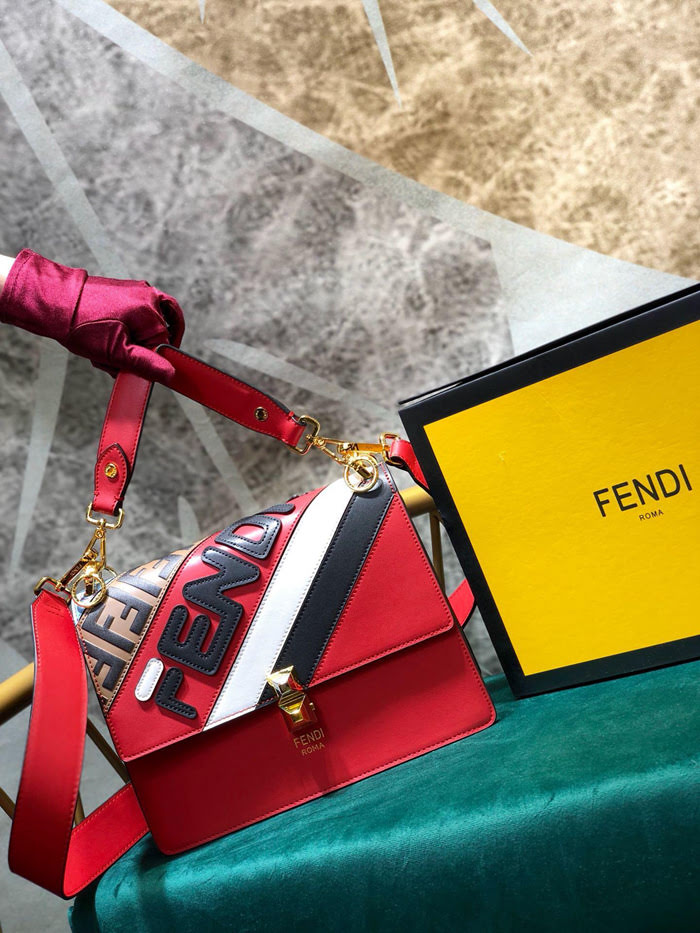 FENDI芬迪 最新FENDI MANIA系列 撞色皮搭配 壓雙F拼接 手提肩背包 F2212#大號  fd1733