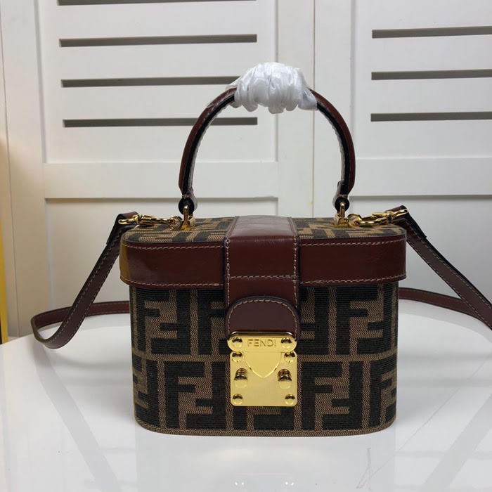 FENDI芬迪 原單品質Fendi超火的vintage老花箱子 中古界限量版 經典色老花 F0810   fd1786