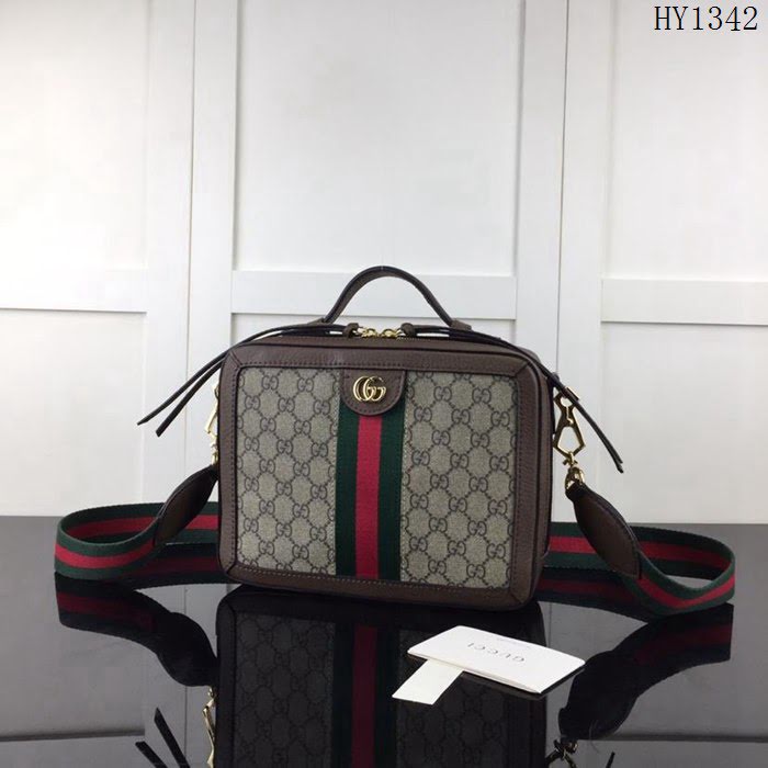 GUCCI古馳 新款 專櫃品質 原單 550622 啡膠啡皮手提肩背包 波士頓包HY1342