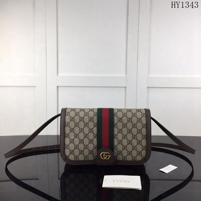 GUCCI古馳 新款 專櫃品質 原單 548304啡Pvc啡皮 單肩斜挎包HY1343