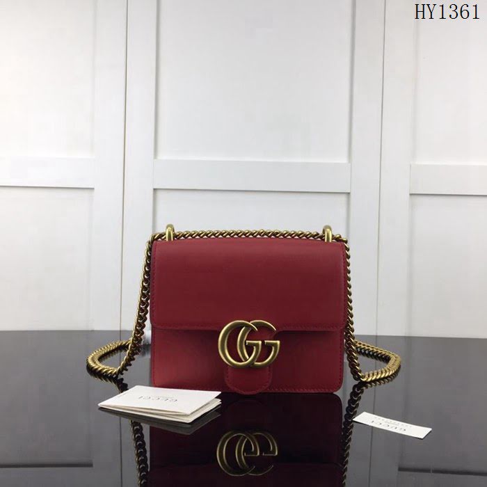 GUCCI古馳 新款 專櫃品質 原單 431384 紅色 鏈條單肩斜挎包HY1361