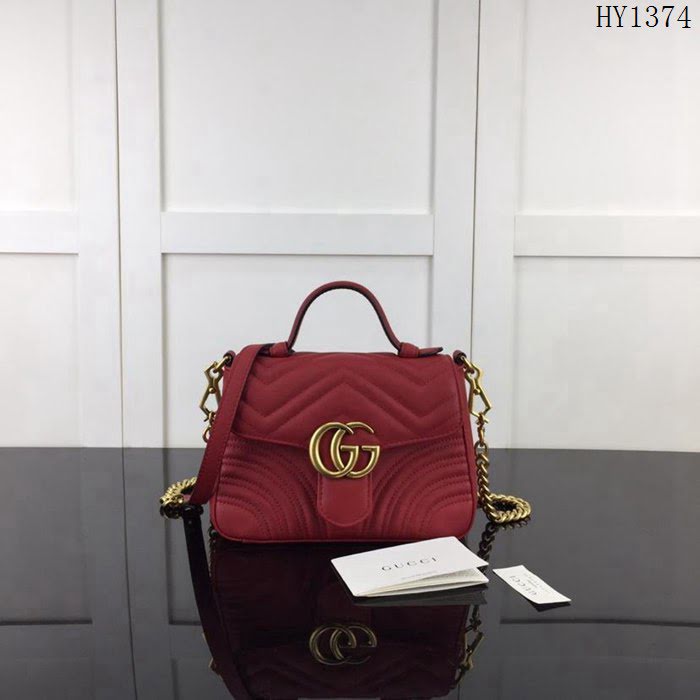 GUCCI古馳 新款 專櫃品質 原單 547260 大紅 鏈條 手提 單肩 斜挎包HY1374