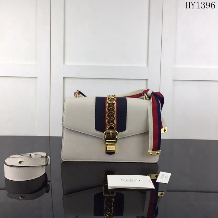 GUCCI古馳 新款 專櫃品質 原單 421882平紋 白色 手提 單肩 斜挎包HY1396