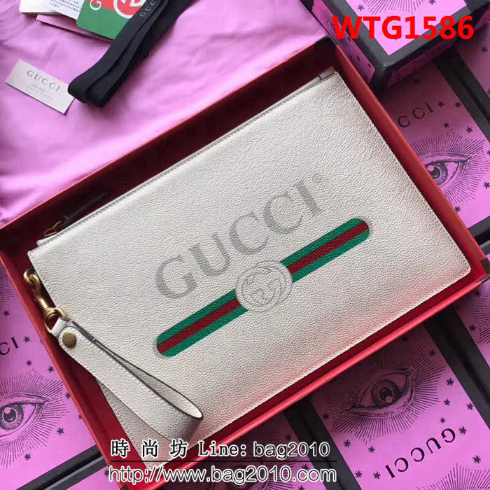 GUCCI古馳 歐洲正品原單 絲印經典款手包 495011米白全皮 WTG1586