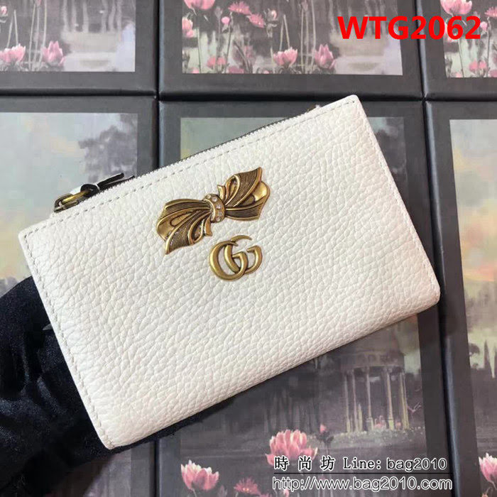 GUCCI古馳 頂級原單 早秋新品 雙色牛皮 女士拉鏈皮夾 524300 白配粉 WTG2062