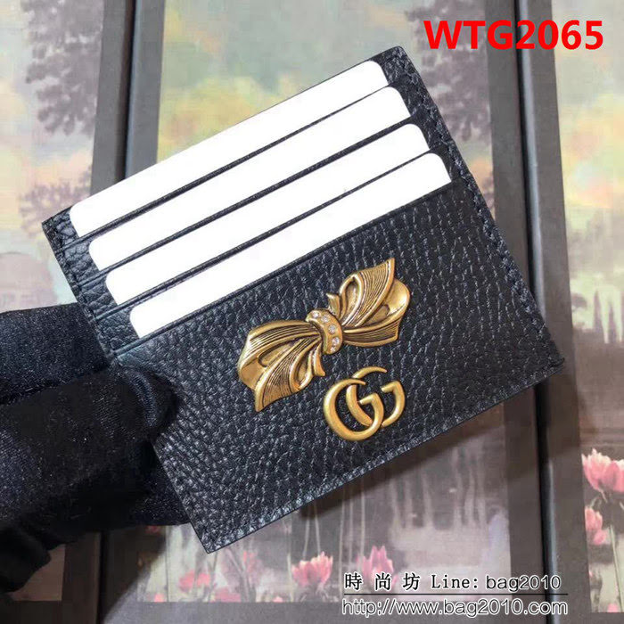 GUCCI古馳 頂級原單 早秋新品 雙色牛皮 女士卡片夾  524305 黑配粉 WTG2065