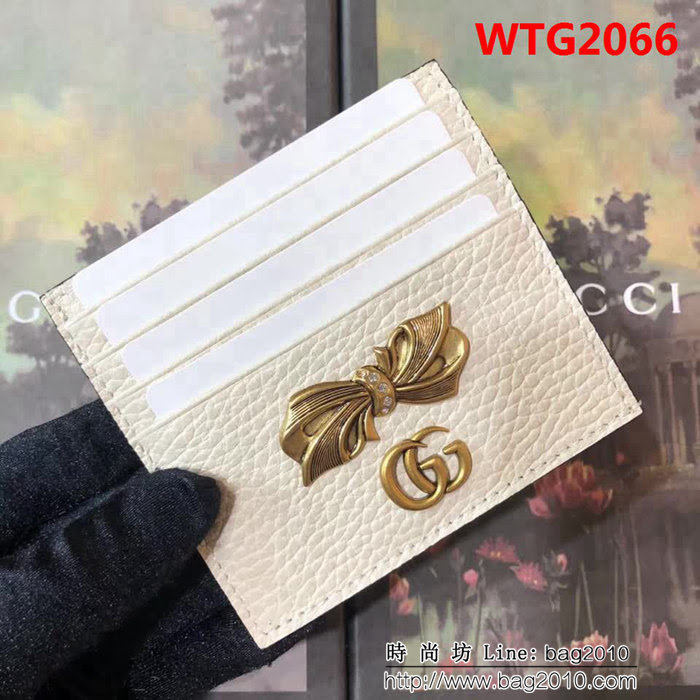 GUCCI古馳 頂級原單 早秋新品 雙色牛皮 女士卡片夾 524305 白配粉 WTG2066