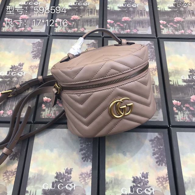 Gucci包 古馳新款化妝包 Gucci手提女包 Gucci單肩斜挎包 598594 奶茶色  gdj1053