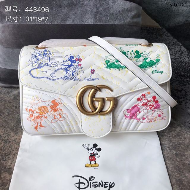 Gucci女包 古馳2020新款 Gucci手提單肩斜跨包 498110 白藍皮  gdj1129