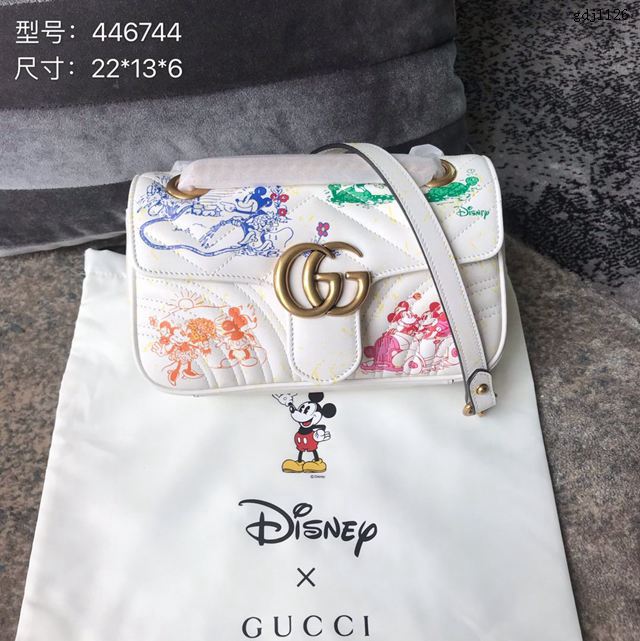 Gucci女包 古馳2020新款 頂級牛皮 Gucci白色相機包 447632 白藍色  gdj1131