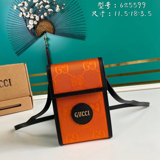 Gucci古馳包包 G家新款男包 625599 古奇男士小斜挎包 Gucci新款橙色手機包 gdj1400