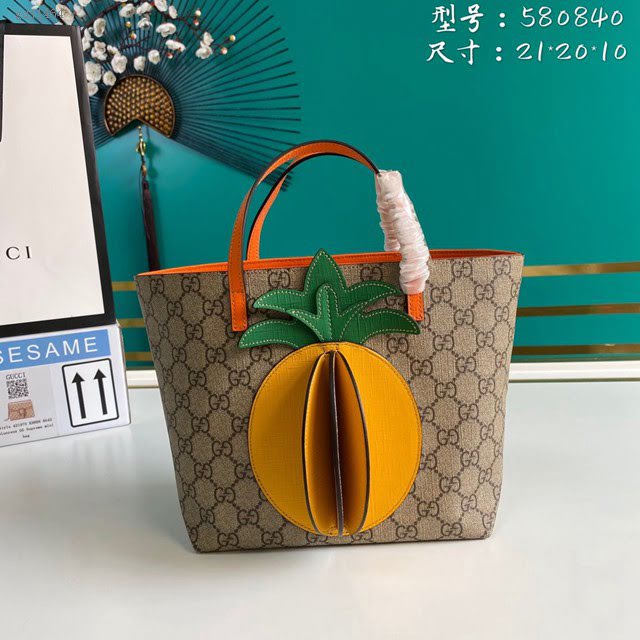 Gucci古馳包包 G家新款女包 580840 古奇鳳梨手提購物袋 gdj1464