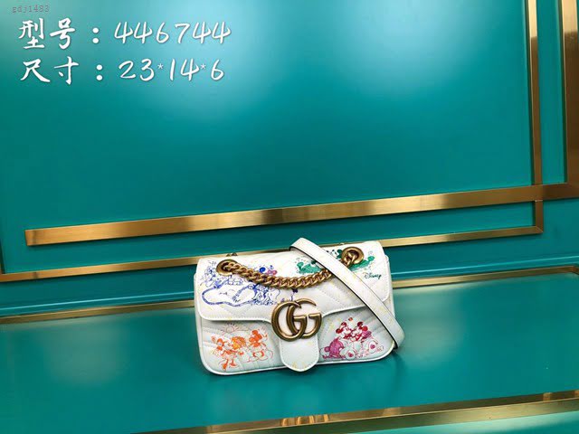 Gucci古馳包包 G家新款女包 446744 古奇白色米奇全皮小號女包 Gucci肩背斜挎包 gdj1483