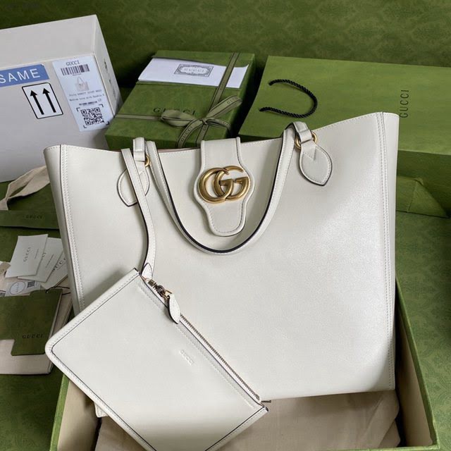 Gucci专柜新款女包, 古驰双G简约头疼的托特包购物袋 649577  gdj1658