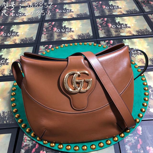 Gucci包 古馳女包 568857 Gucci牛皮單肩女包 Gucci斜挎包 焦糖色  gudj1012