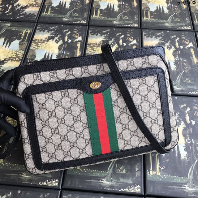 Gucci包 古馳女包 523354pvc黑皮 Gucci新款單肩斜挎包  gudj1088