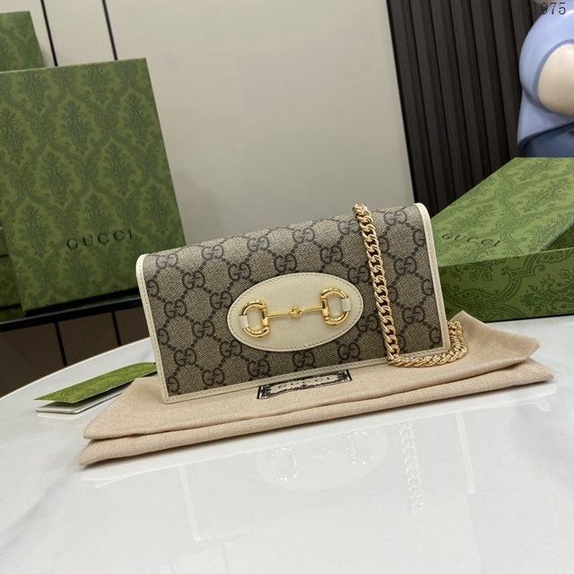 Gucci專櫃古馳最新款Horsebit 1955系列鏈條錢包 jh1975型號：621892
