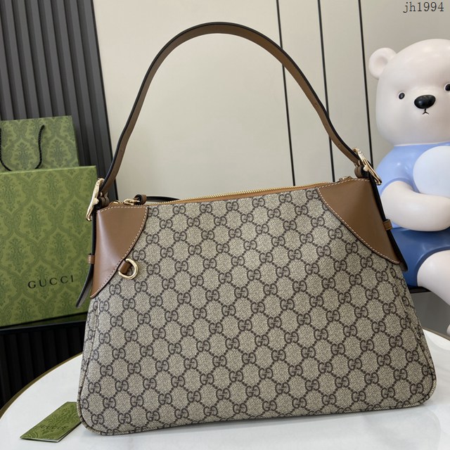 Gucci專櫃古馳最新款購物袋GG圖案條紋織大號肩背包 jh1994型號：815217