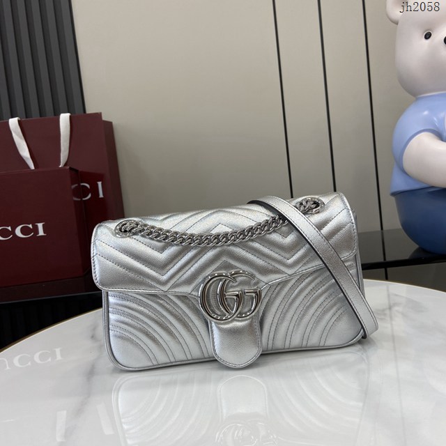Gucci專櫃古馳最新款Marmont系列小號肩背包鏈條女包 jh2058型號：443497