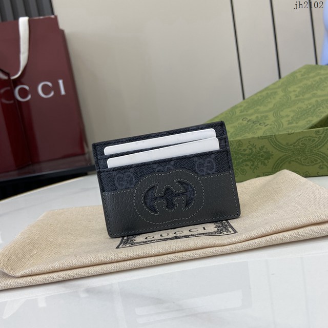 Gucci專櫃古馳最新款飾鏤空互扣式雙G卡片夾卡包 jh2102型號：701425