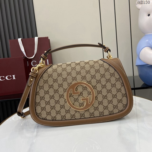 Gucci專櫃古馳最新款Blondie系列中號手提包原廠皮肩背女包 jh2130型號：815719