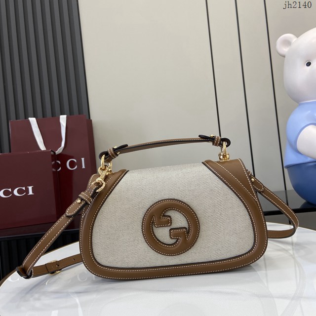 Gucci專櫃古馳最新款Blondie系列小號手提包原廠皮肩背女包 jh2140型號：815714
