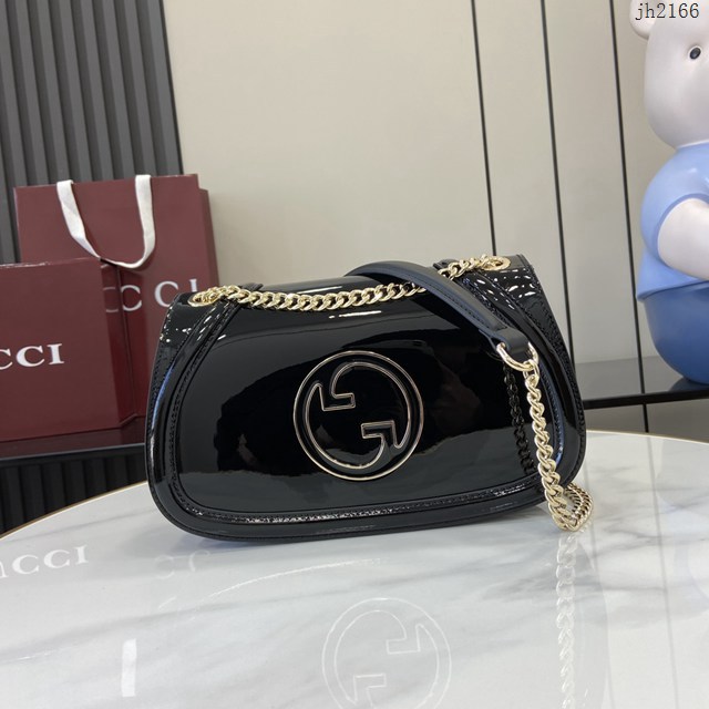 Gucci專櫃古馳最新款Blondie系列小號肩背包原廠皮鏈條女包 jh2166型號：815715