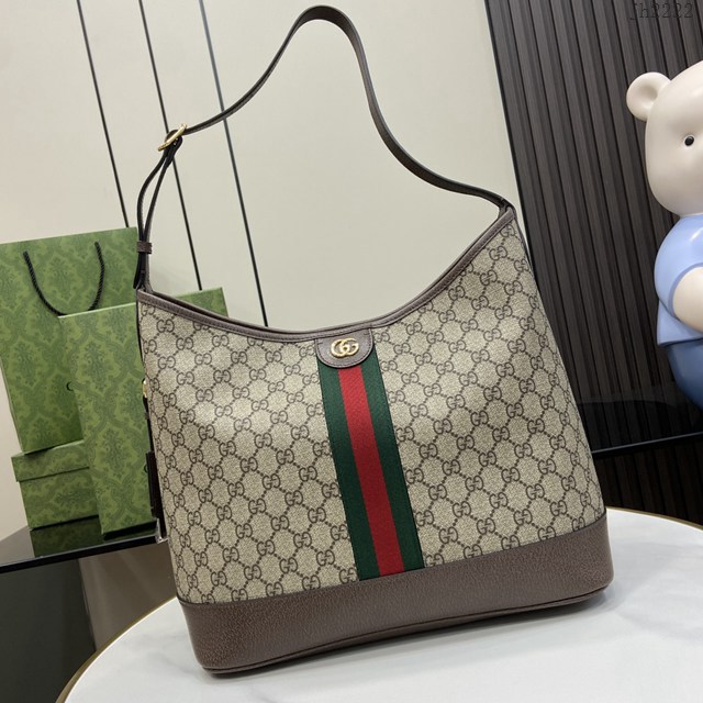 Gucci專櫃古馳最新款Ophidia系列GG中號肩背包水桶包 jh2222型號：781392