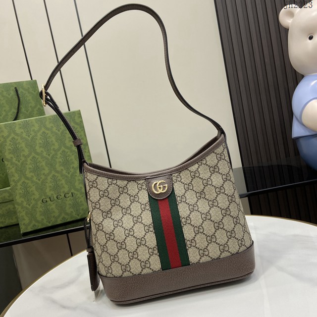 Gucci專櫃古馳最新款Ophidia系列GG小號肩背包水桶包 jh2223型號：781402