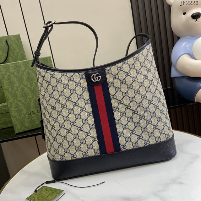 Gucci專櫃古馳最新款Ophidia系列GG中號肩背包水桶包 jh2226型號：781392