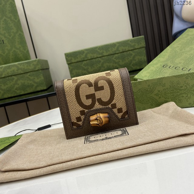 Gucci專櫃古馳最新款GG竹節卡包零錢包 jh2236型號：658244