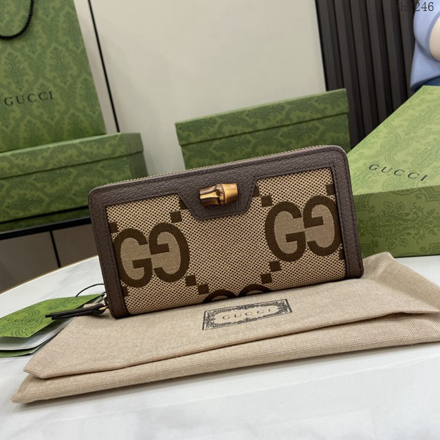 Gucci專櫃古馳最新款GG竹節錢包拉鏈長夾 jh2246型號：658634