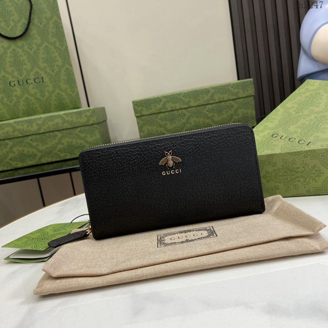 Gucci專櫃古馳最新款飾GG細節拉鏈錢包男士長夾錢包 jh2247型號：523667