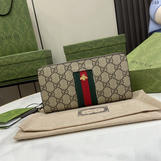 Gucci專櫃古馳最新款飾GG細節拉鏈錢包男士長夾錢包 jh2249型號：408831