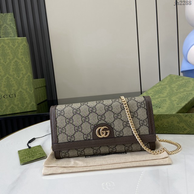 Gucci專櫃古馳最新款Ophidia系列斜挎鏈條包 jh2288型號：772309