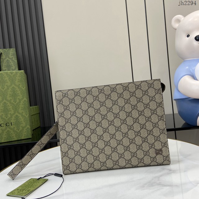 Gucci專櫃古馳最新款飾GG細節手拿包男士手包 jh2294型號：768255
