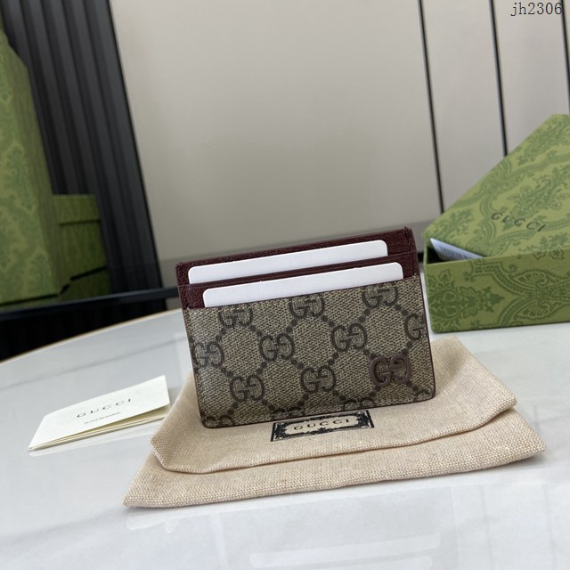 Gucci專櫃古馳最新款飾GG細節卡片夾卡包 jh2306型號：768248