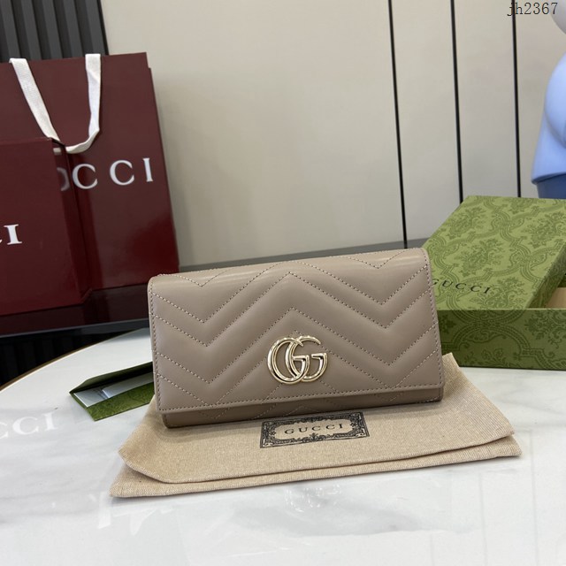 Gucci專櫃古馳最新款Marmont系列絎縫翻蓋女士長錢包 jh2367型號：443436