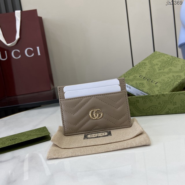 Gucci專櫃古馳最新款Marmont系列絎縫卡片夾卡包 jh2369型號：443127