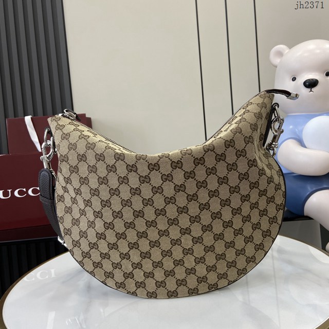 Gucci專櫃古馳最新款2025早春系列Body雙鎖扣手袋中號肩背包 jh2371型號：817420