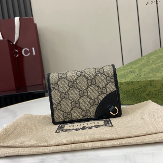 Gucci專櫃古馳最新款Emblem系列翻蓋短夾錢包 jh2404型號：820692
