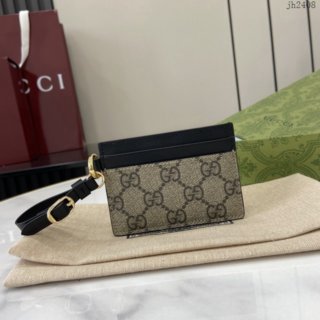 Gucci專櫃古馳最新款Emblem系列飾包帶卡片夾零錢包 jh2408型號：819121