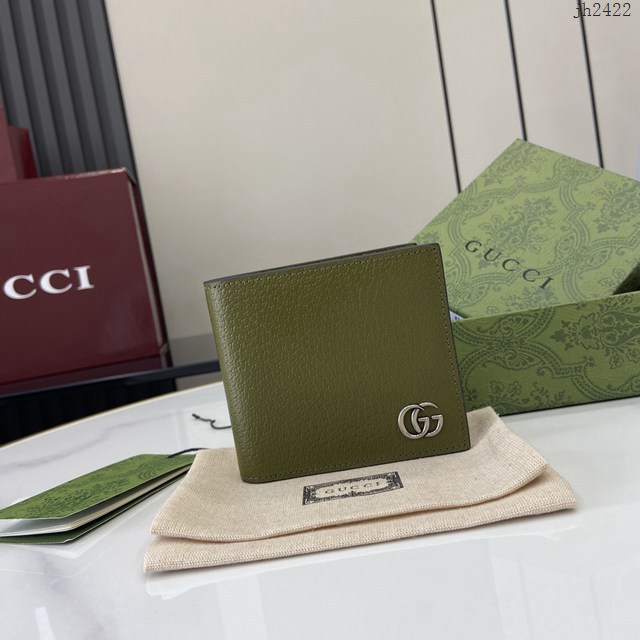 Gucci專櫃古馳最新款Marmont系列皮革雙折錢包男士短夾 jh2422型號：428726