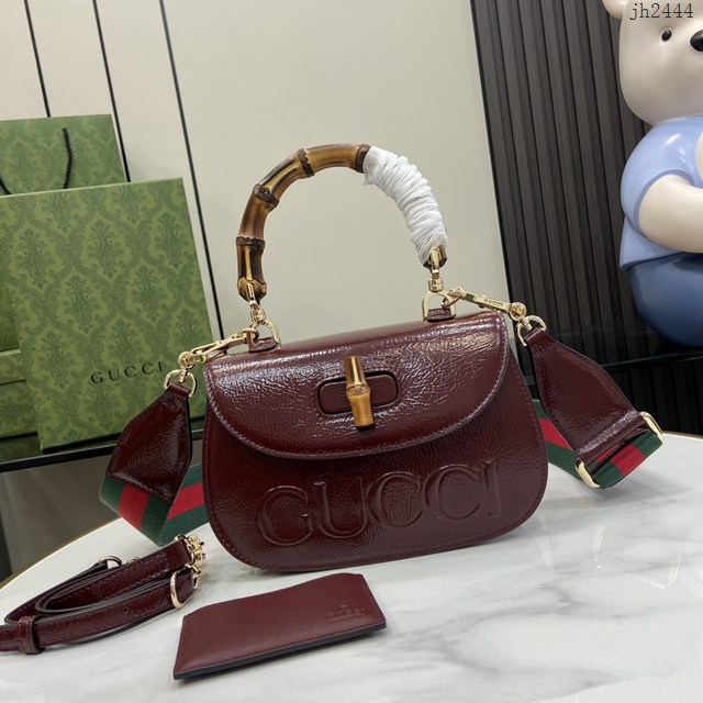 Gucci專櫃古馳最新款Bamboo 1947系列小號竹節手提包 jh2444型號：675797