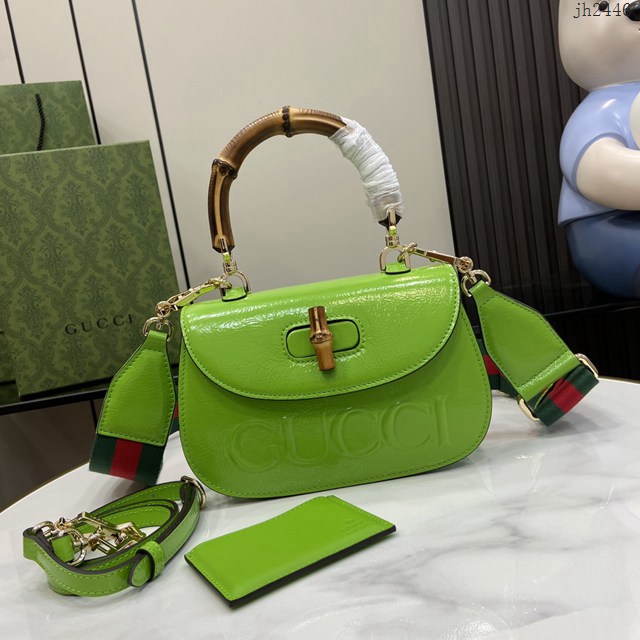 Gucci專櫃古馳最新款Bamboo 1947系列小號竹節手提包 jh2446型號：675797